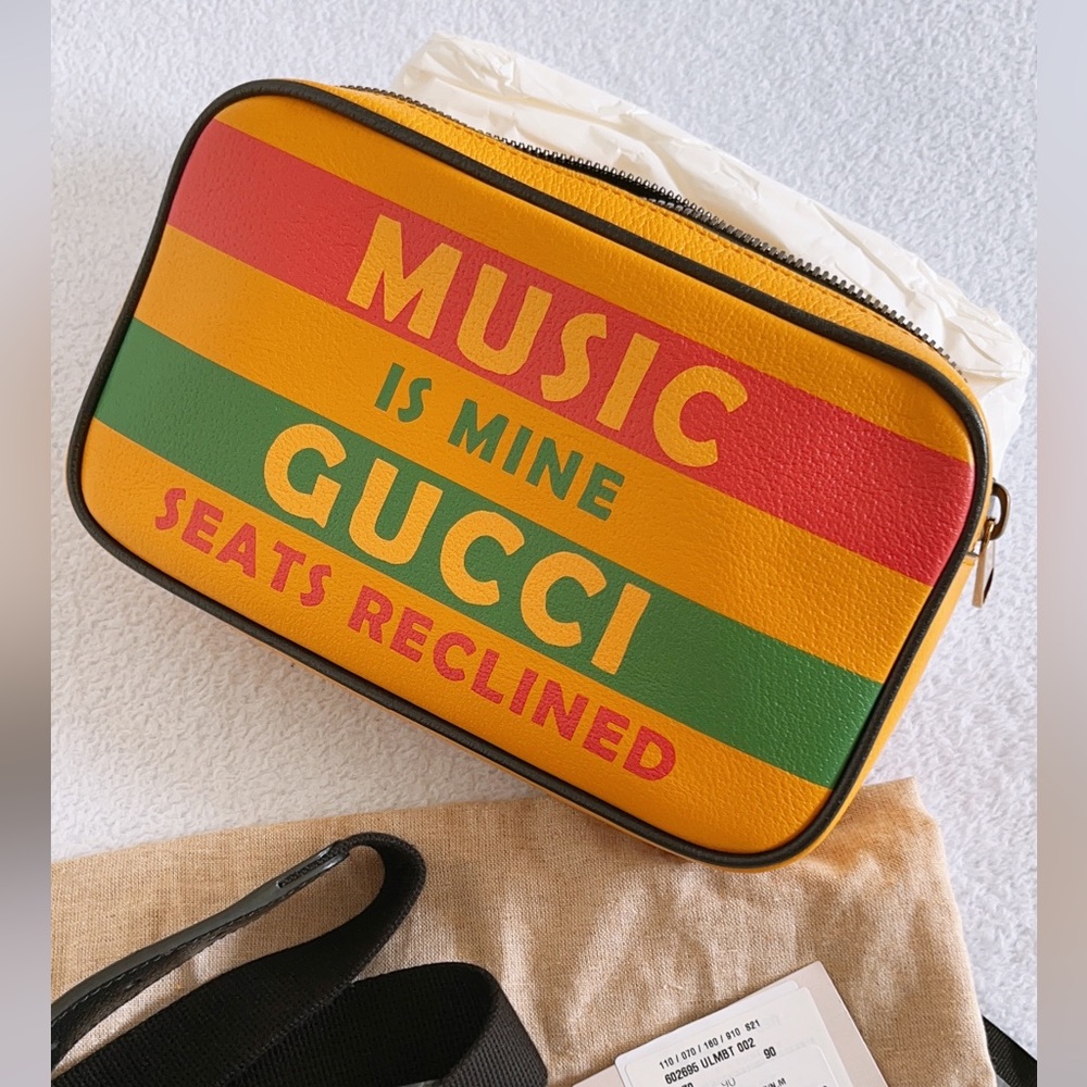 Authentic Gucci 100 Centennial music is mine yellow leather Waist bag belt bag - Picture 8 of 16